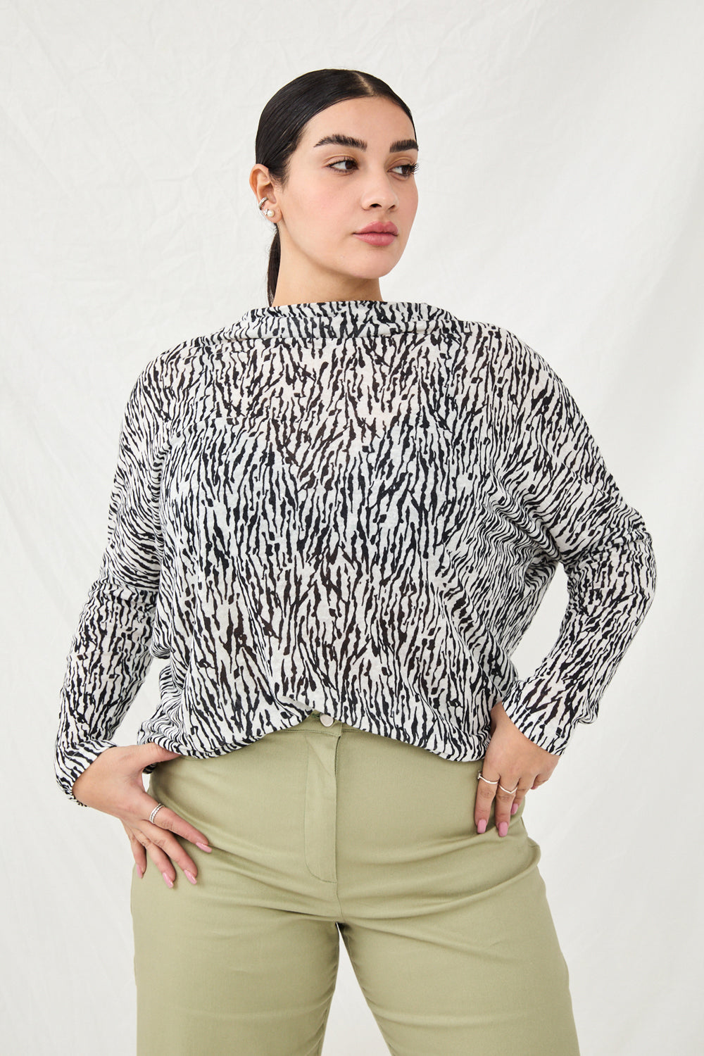 Printed linen fiona knit