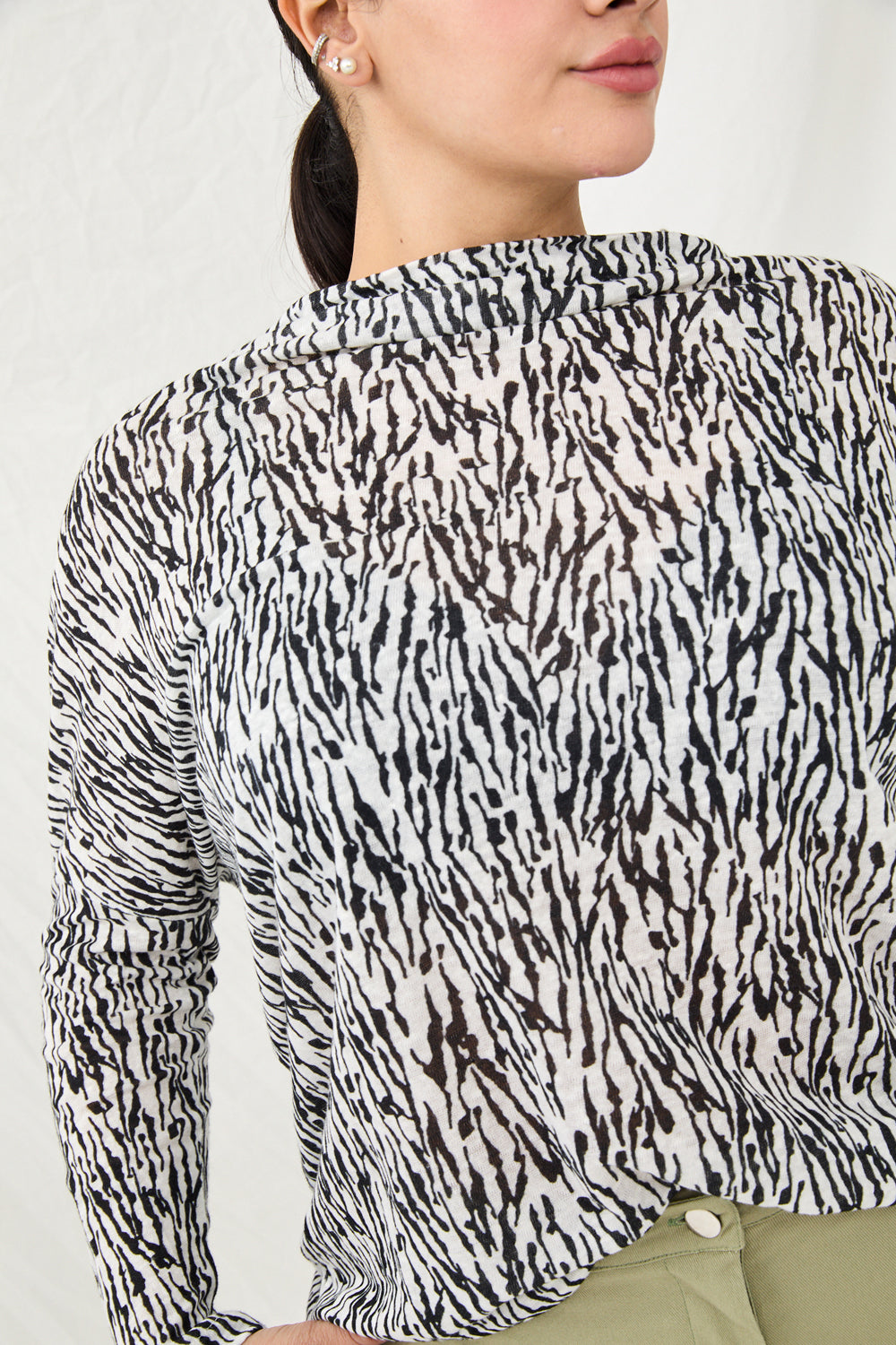 Printed linen fiona knit