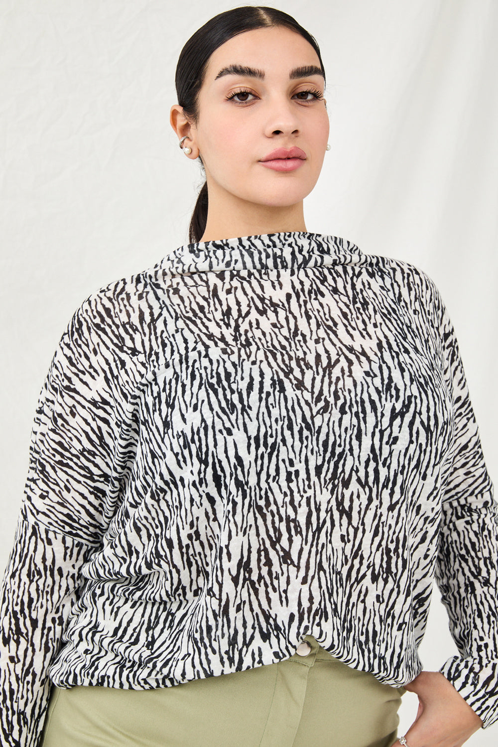 Printed linen fiona knit