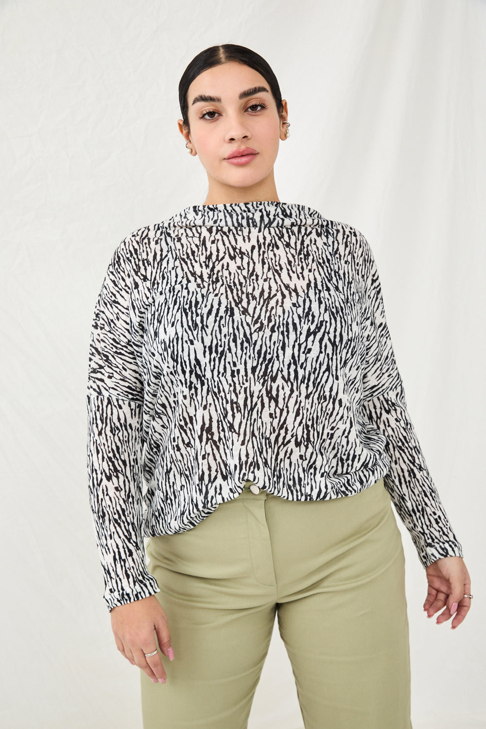 Printed linen fiona knit