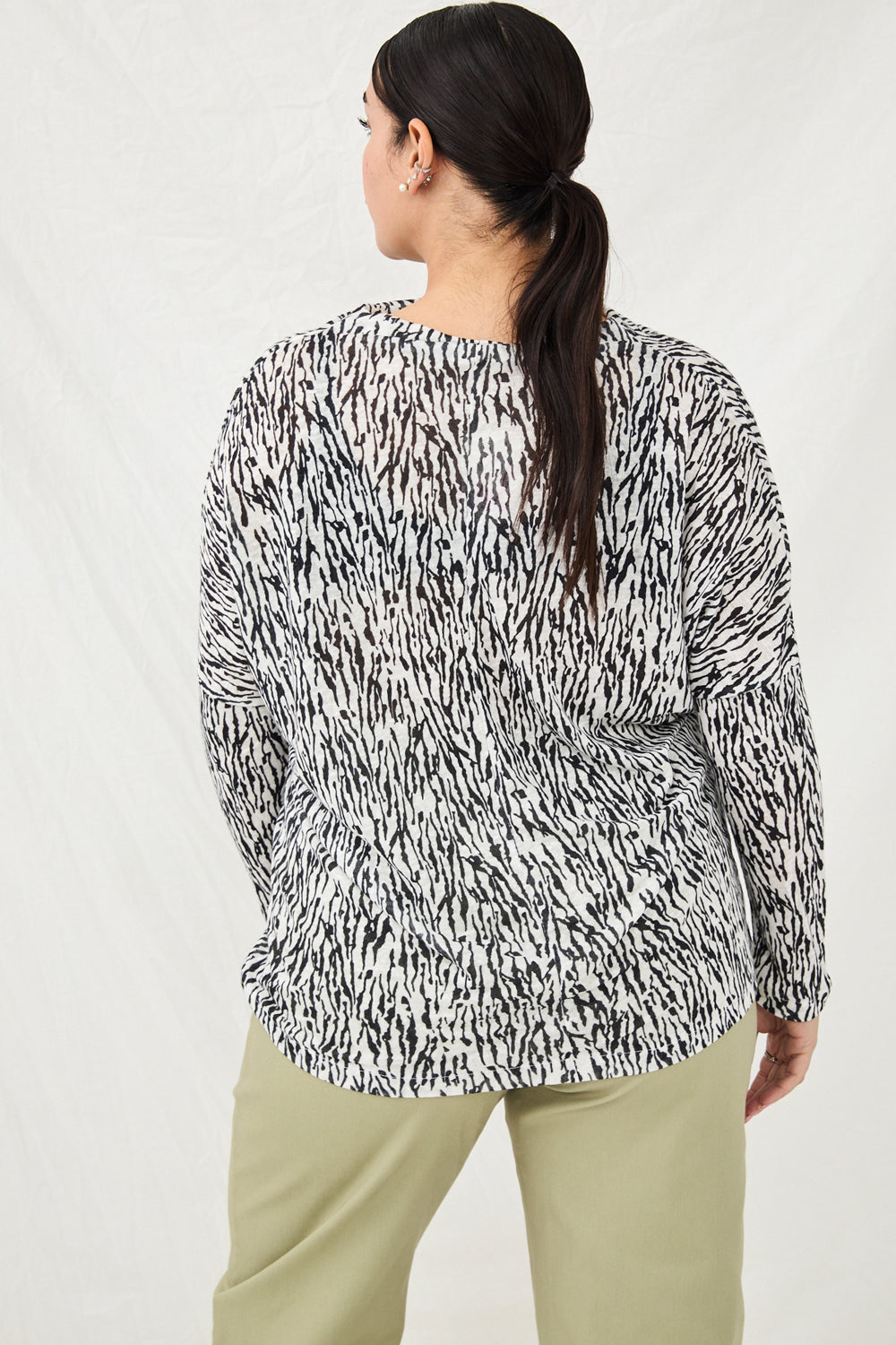 Printed linen fiona knit