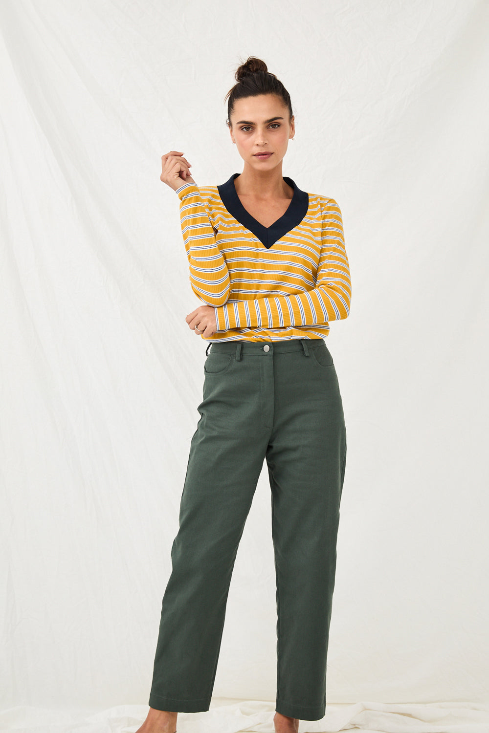 Navy Yellow Striped Collins Knit