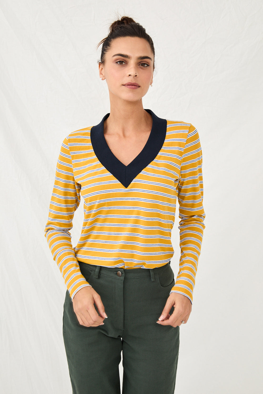 Navy Yellow Striped Collins Knit