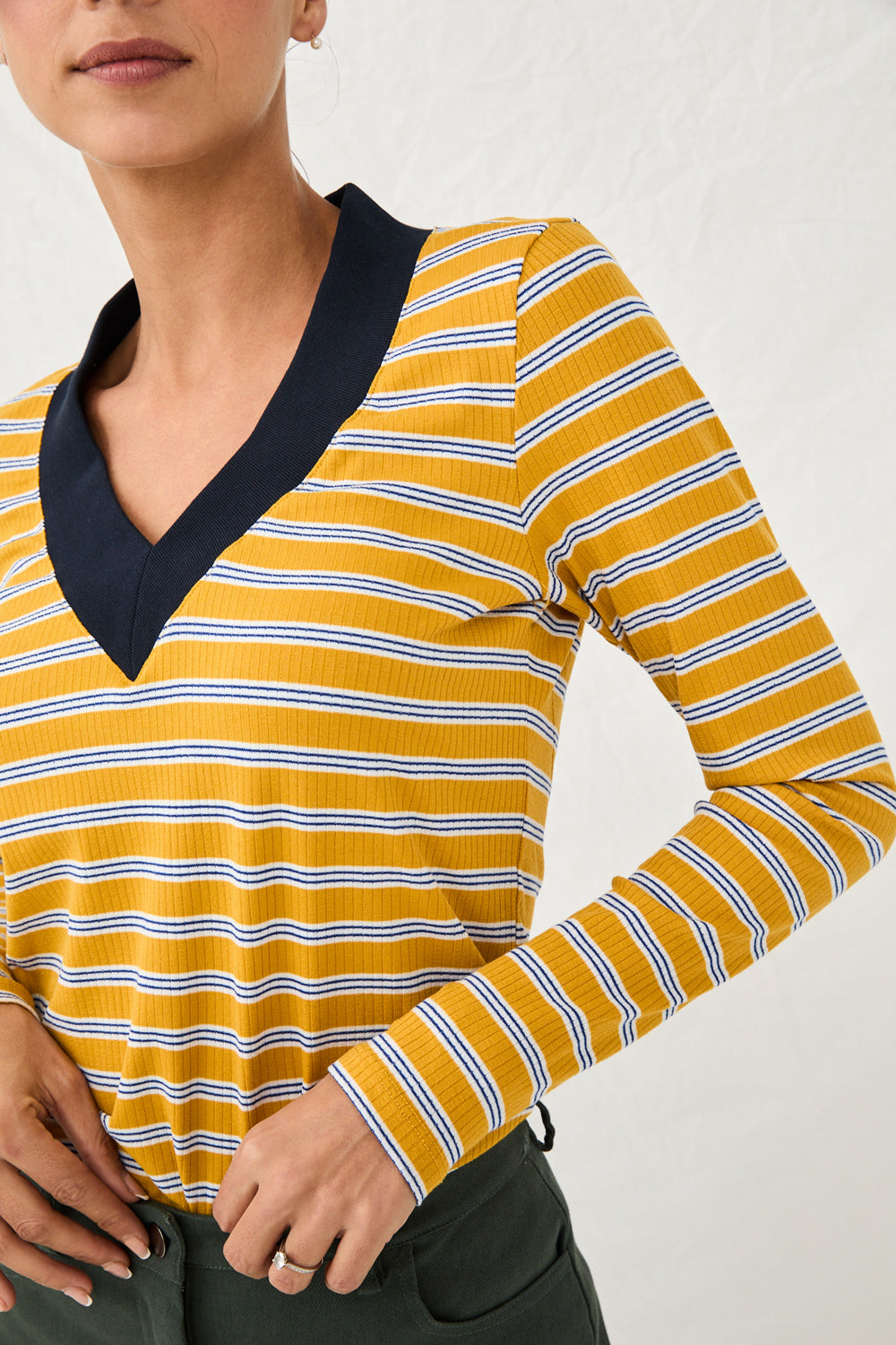 Navy Yellow Striped Collins Knit