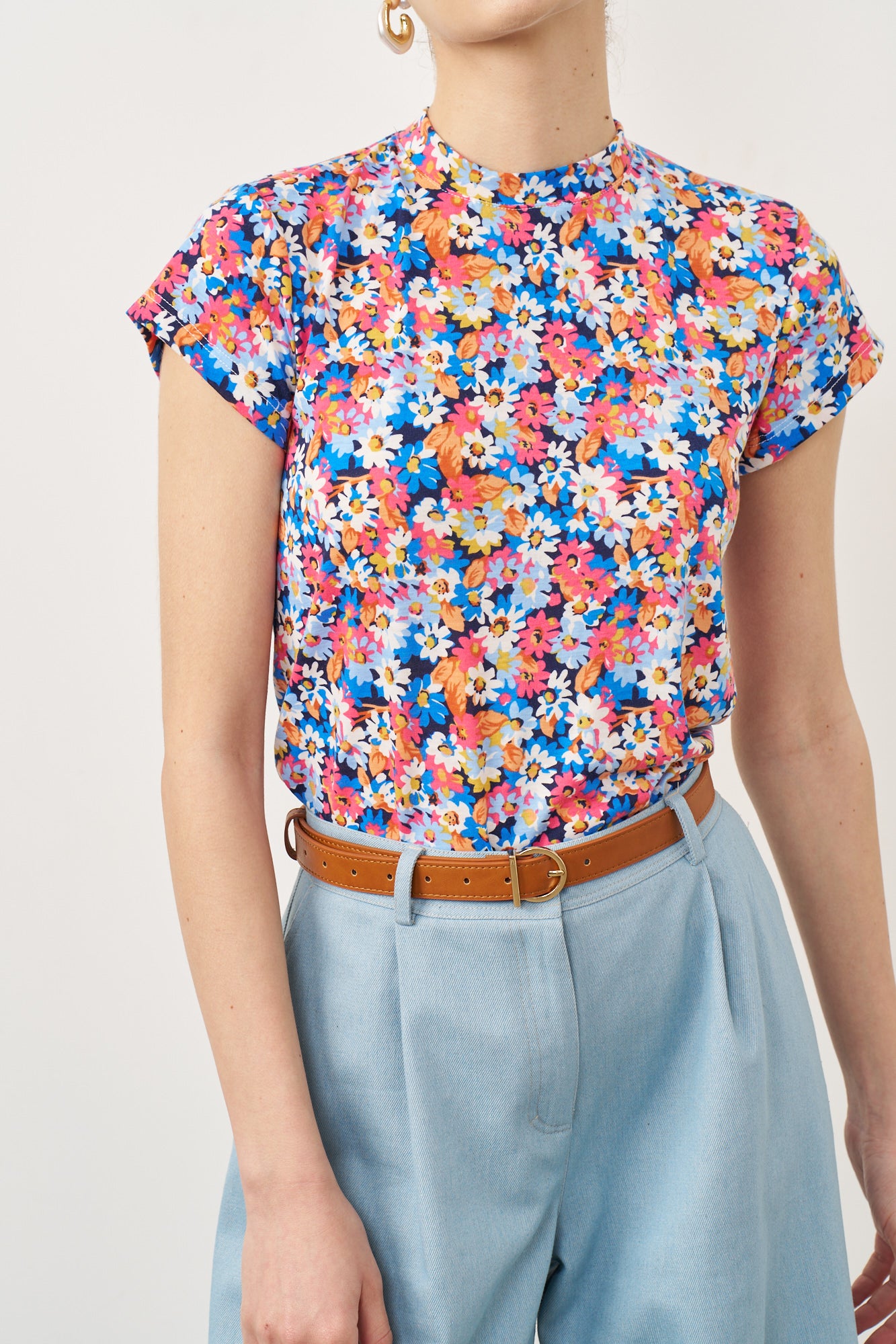 טי שירט סלין פרחים מולטי