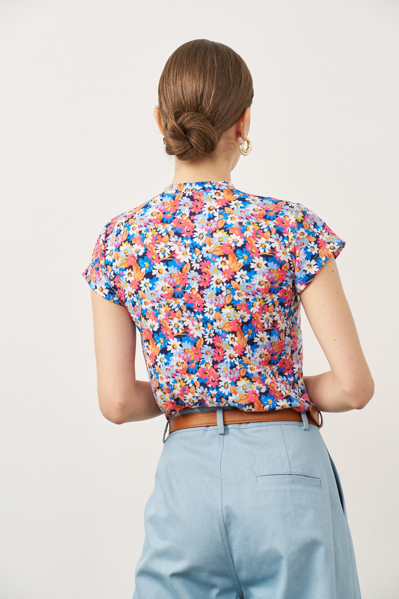 טי שירט סלין פרחים מולטי