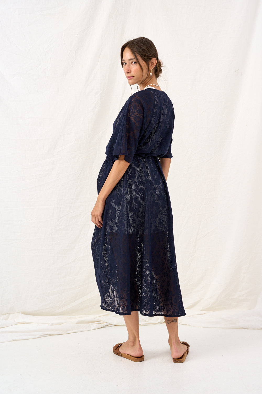 Navy lace kimono