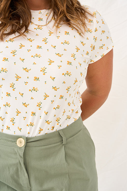 White celine t-shirt with delicate flowers