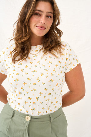 White celine t-shirt with delicate flowers