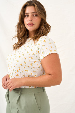 White celine t-shirt with delicate flowers