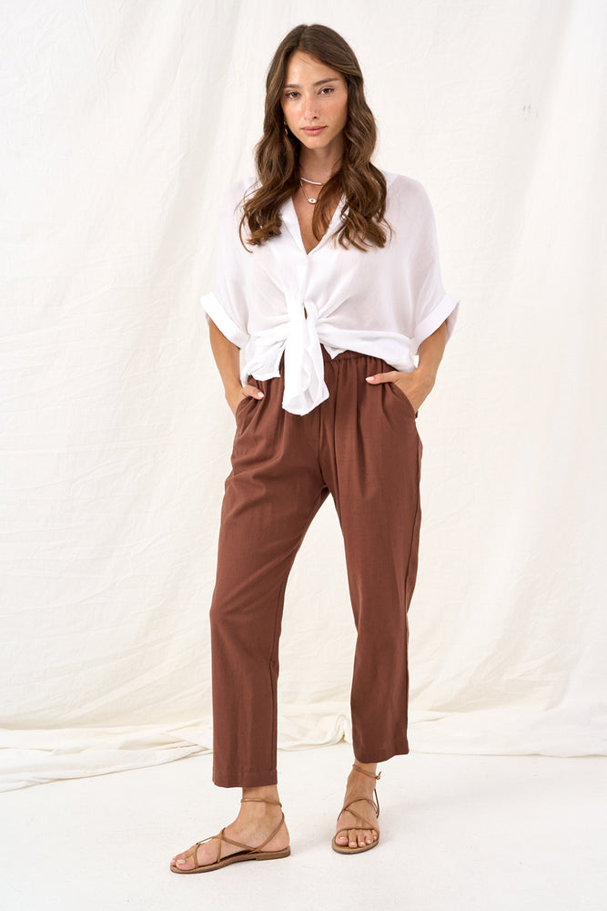 Brown linen Lauren pants