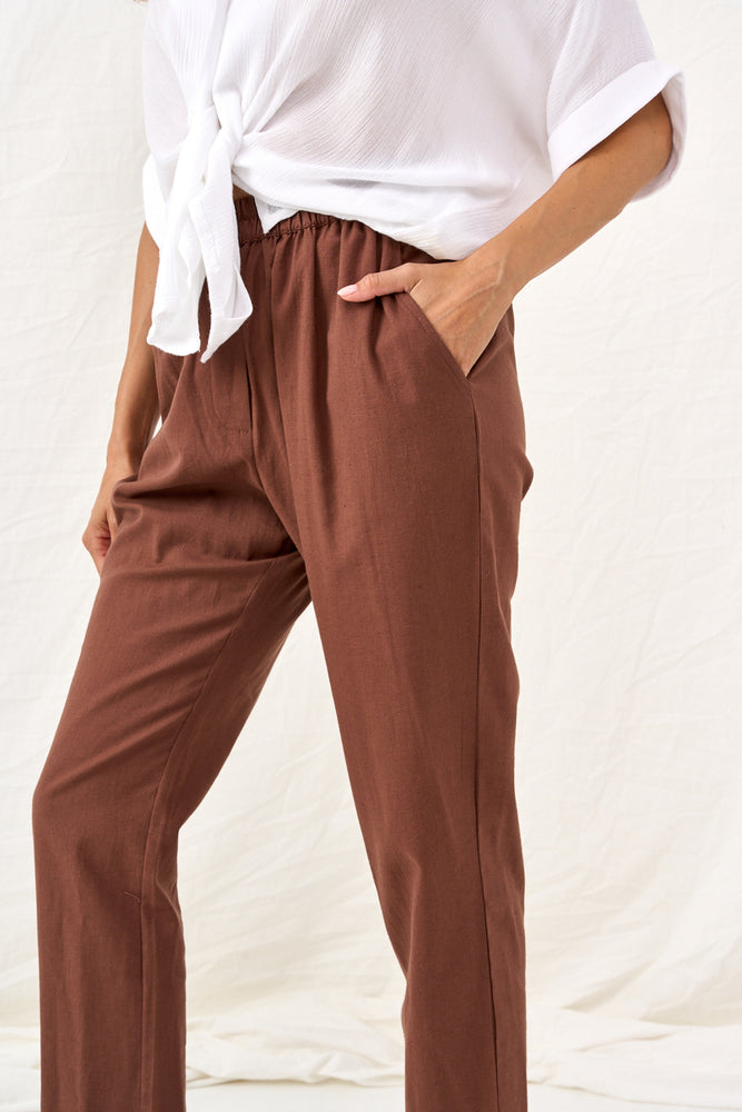 Brown linen Lauren pants