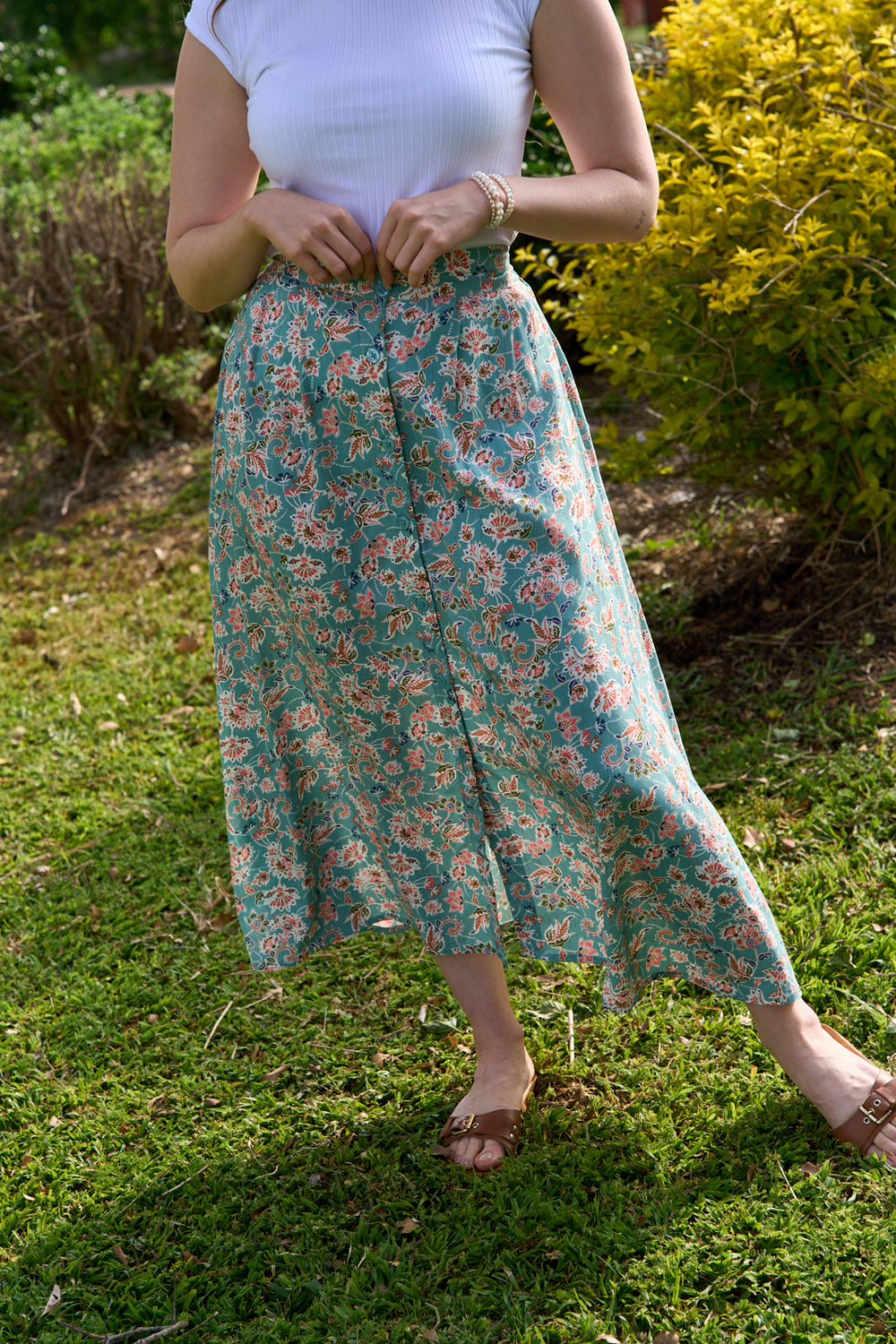 Honey skirt aqua floral print 