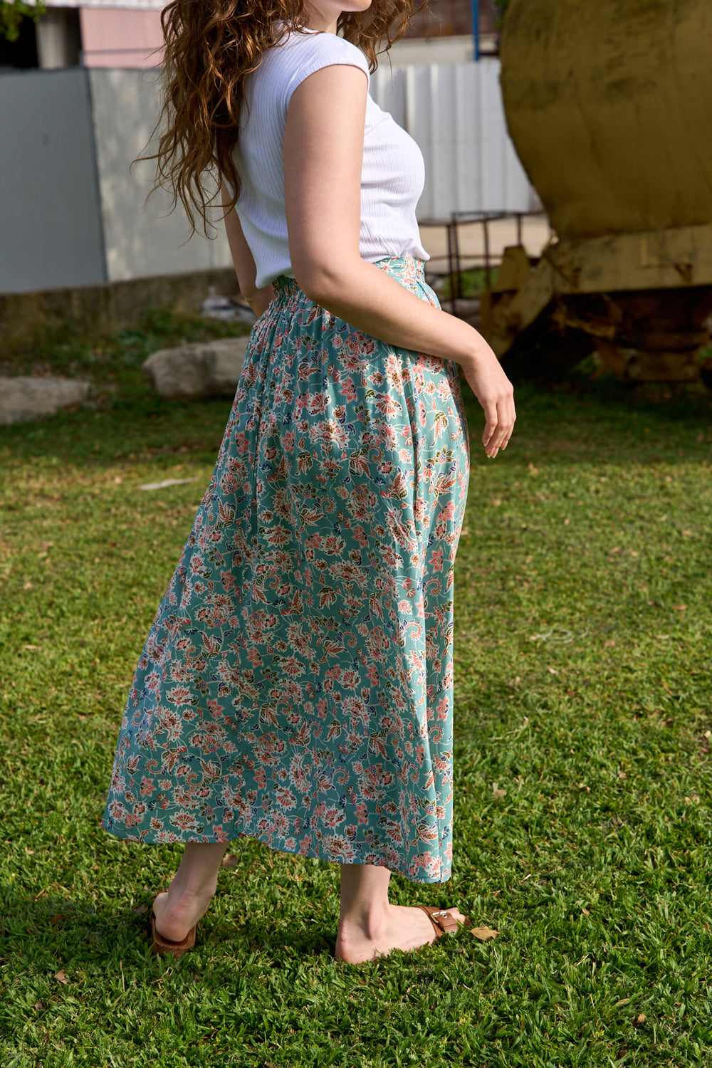 Honey skirt aqua floral print 