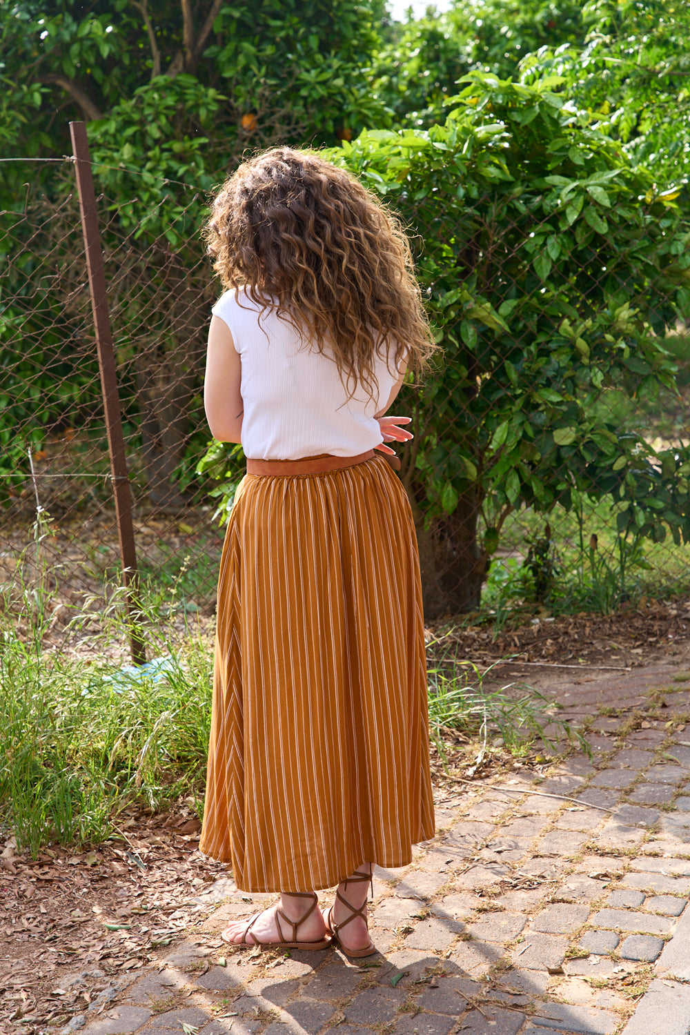 Mustard stripe print honey skirt 