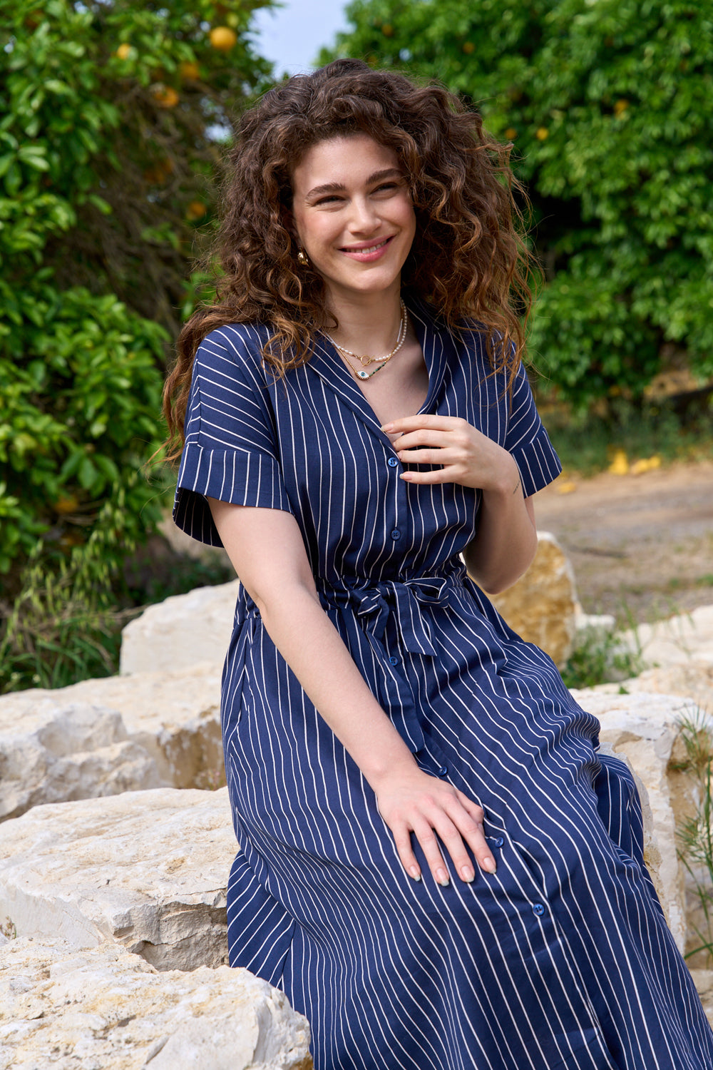 Blue striped Isabella dress 