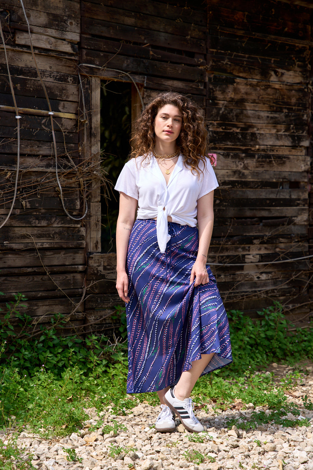 Blue denim skirt