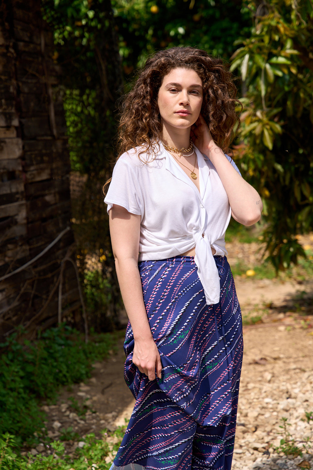 Blue denim skirt