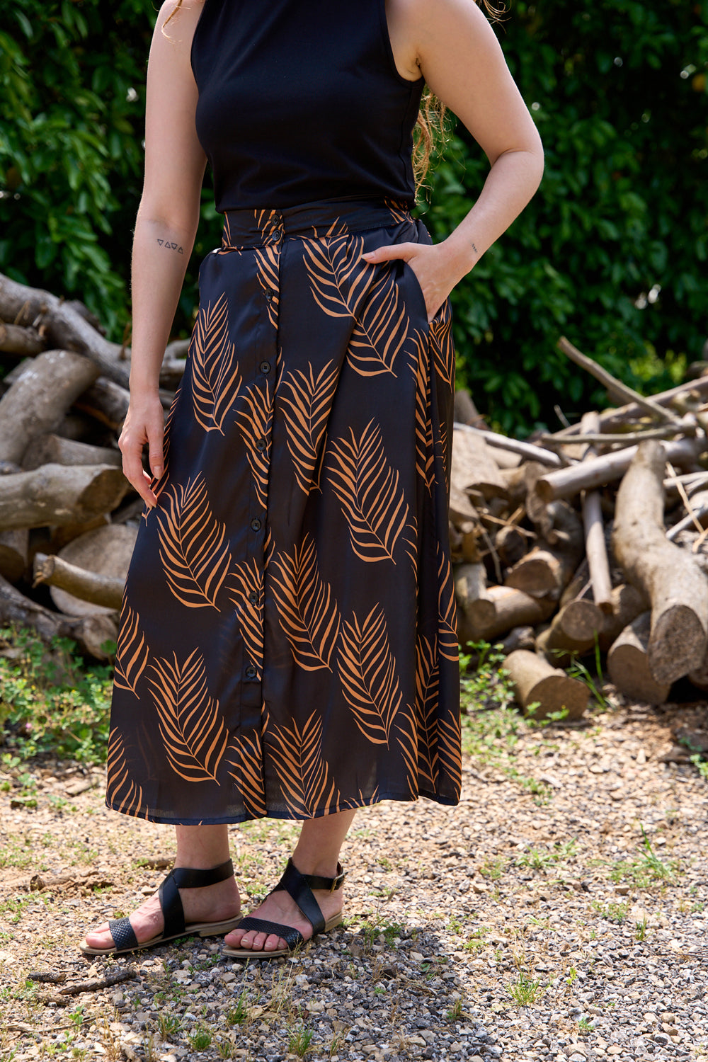 Printed black Hani skirt 