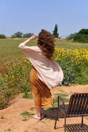 Cream colored linen cardigan top 