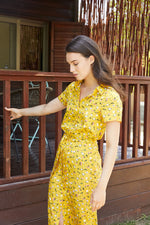 שמלת ניקול פרחונית צהובה