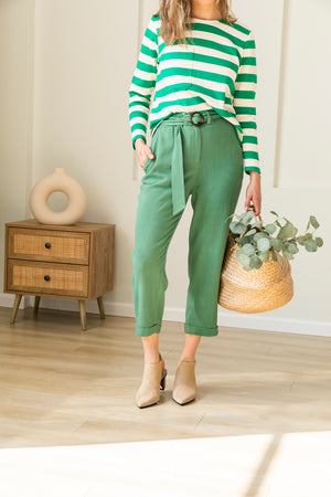 מכנסיים פשתן בצבע ירוק