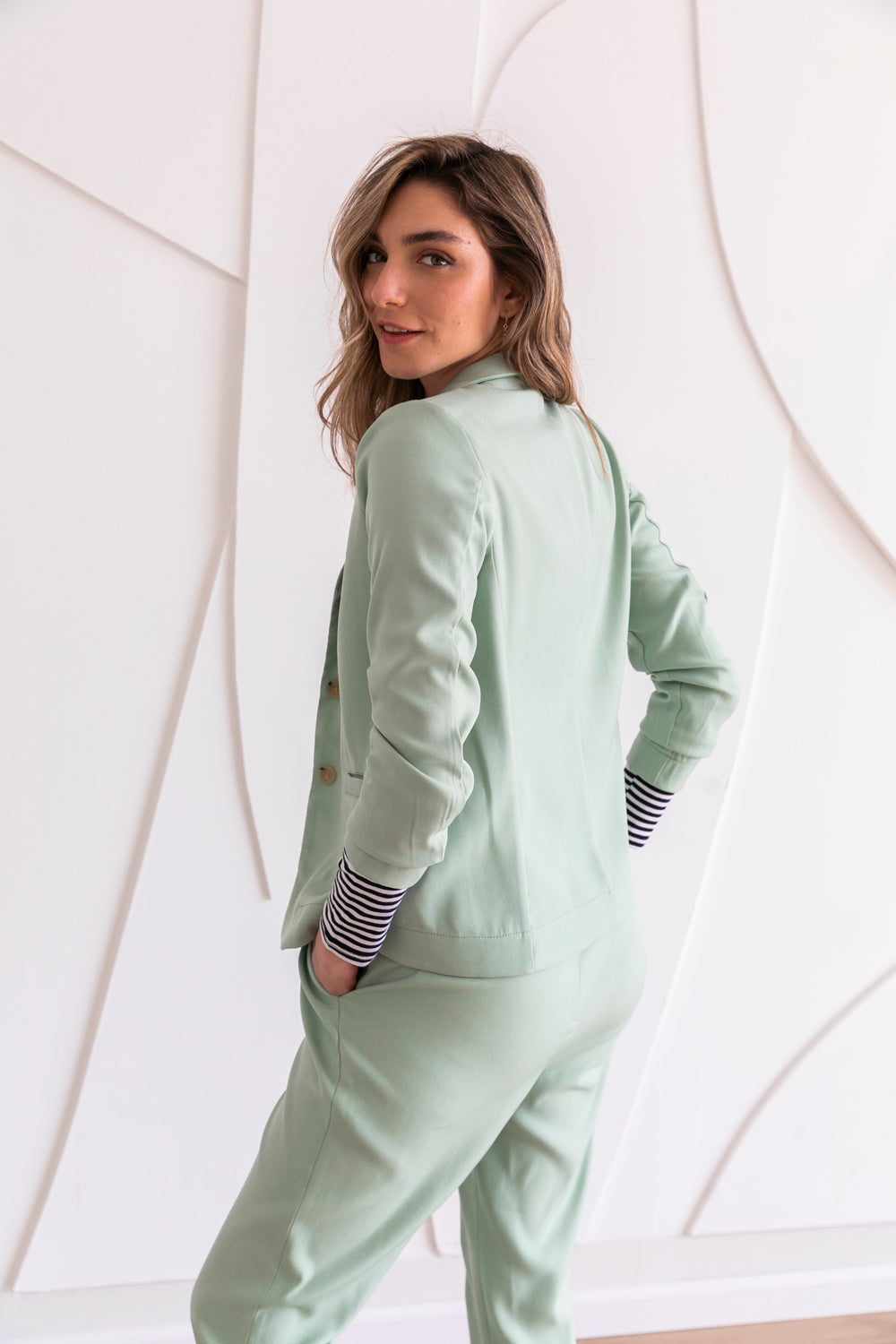 Slim pistachio green Lauren jacket